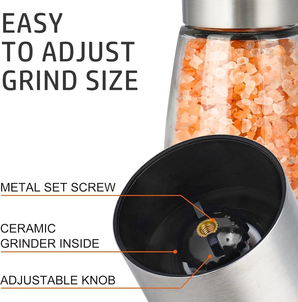 Pepper Grinder Pepper Mill, Salt Grinder Refillable,Single Package Adjustable...