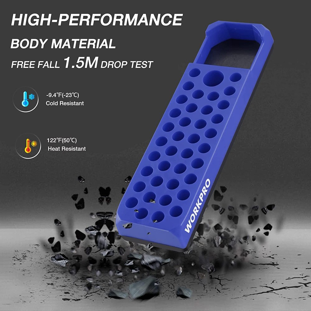 WORKPRO Magnetic Hex Bit Organizer 1/4" Hex Bit&Drill Holder Ferrite Magnet Base