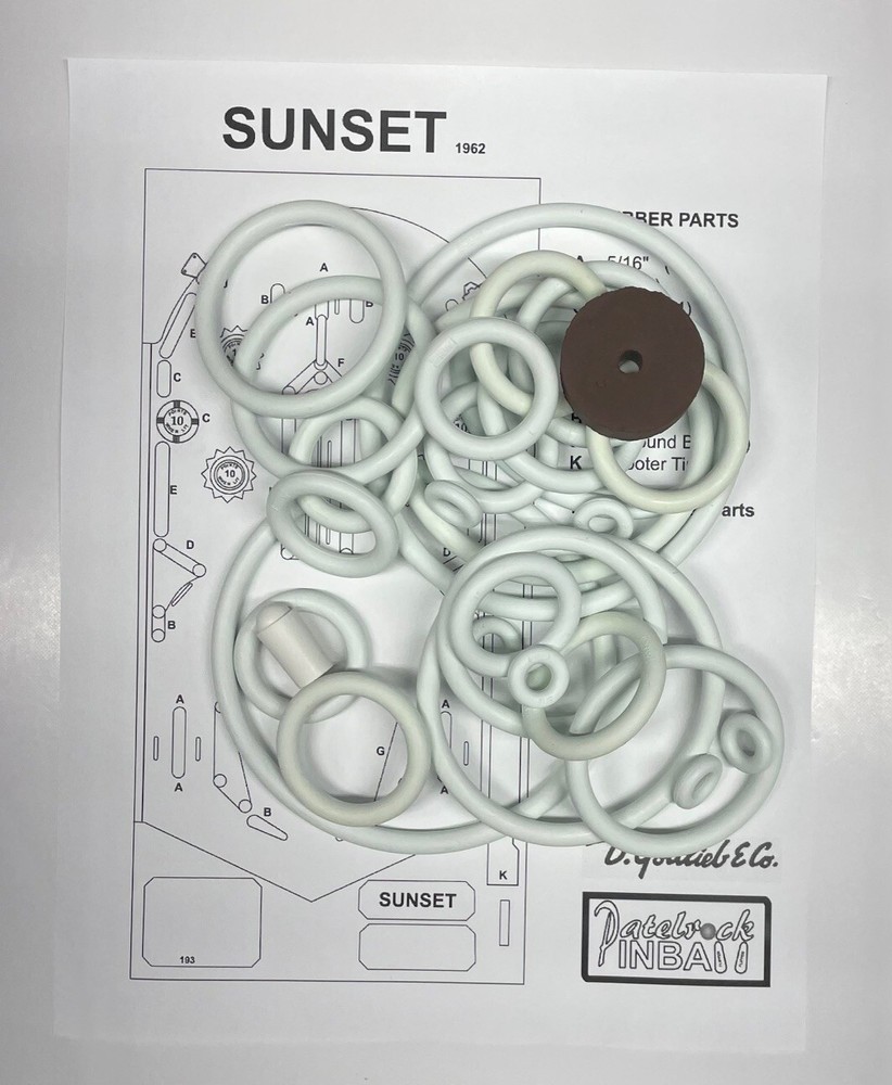 1962 Gottlieb Sunset Pinball Machine Rubber Ring Kit