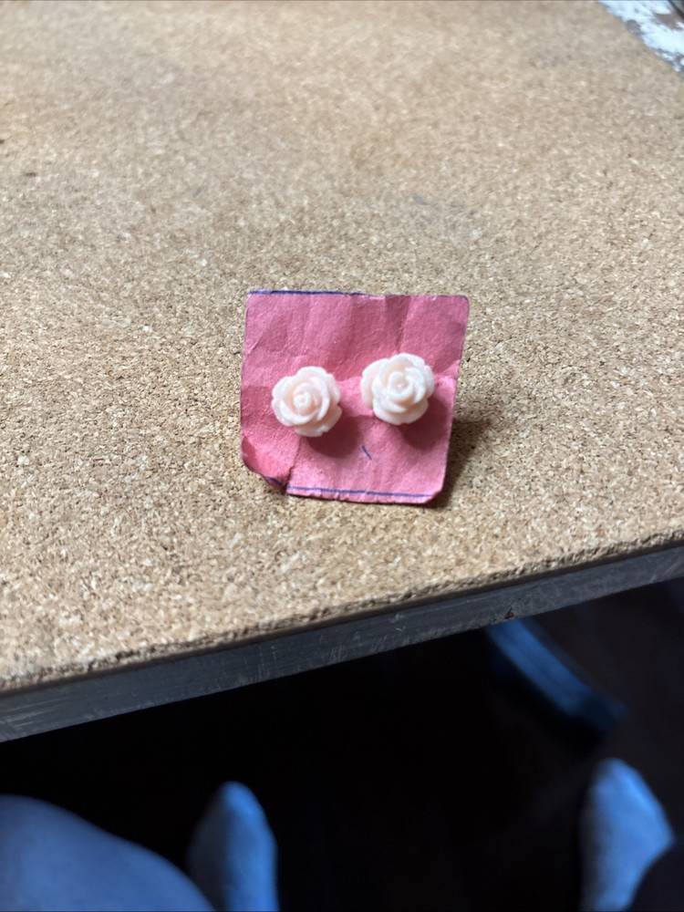 Vintage Pink Stud Earrings With Sparkle