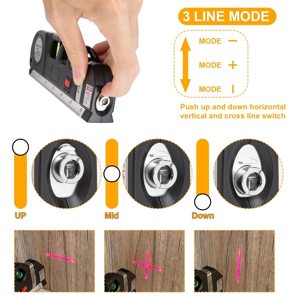 Laser Level Tool, Multipurpose Kit Standard Cross Line Red