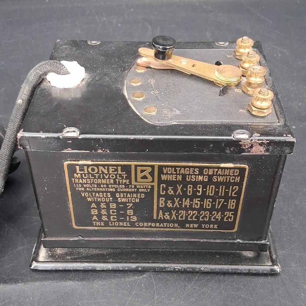 Lionel Type B Multivolt Transformer 75 Watts Capacity 110 Volts 60 Cycles