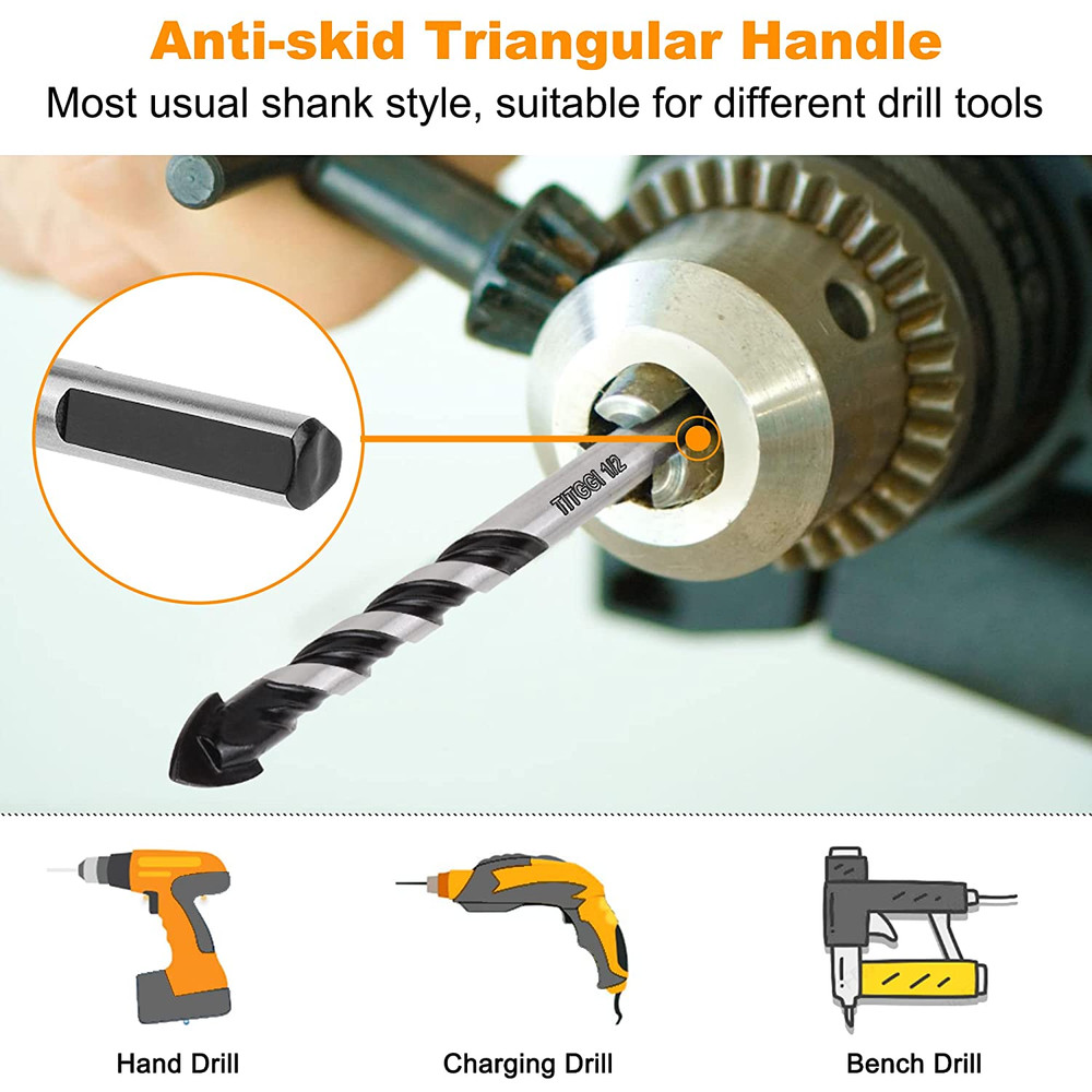 10-PCS Masonry Drill Bit Set & Concrete Drill Bit Set, Professional Drill Bit Se