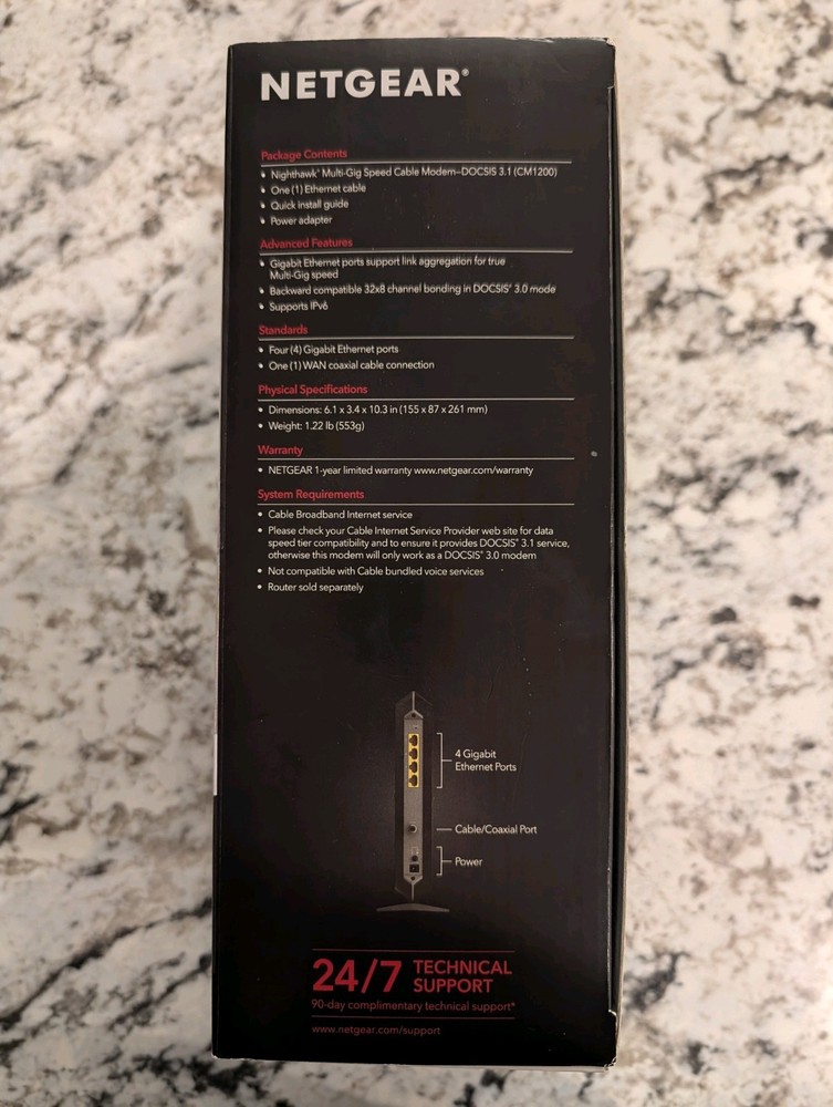NETGEAR Nighthawk CM1200-100NAS DOCSIS 3.1 Cable Modem