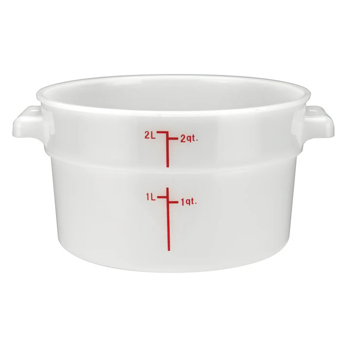 Round Food Storage Container Versatile Freezer Safe Polypropylene White 2 Quart