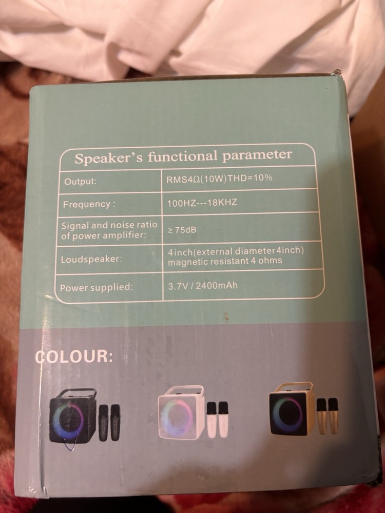 K7 Portable Karaoke System, USB Input, Speaker & Microphones, Black