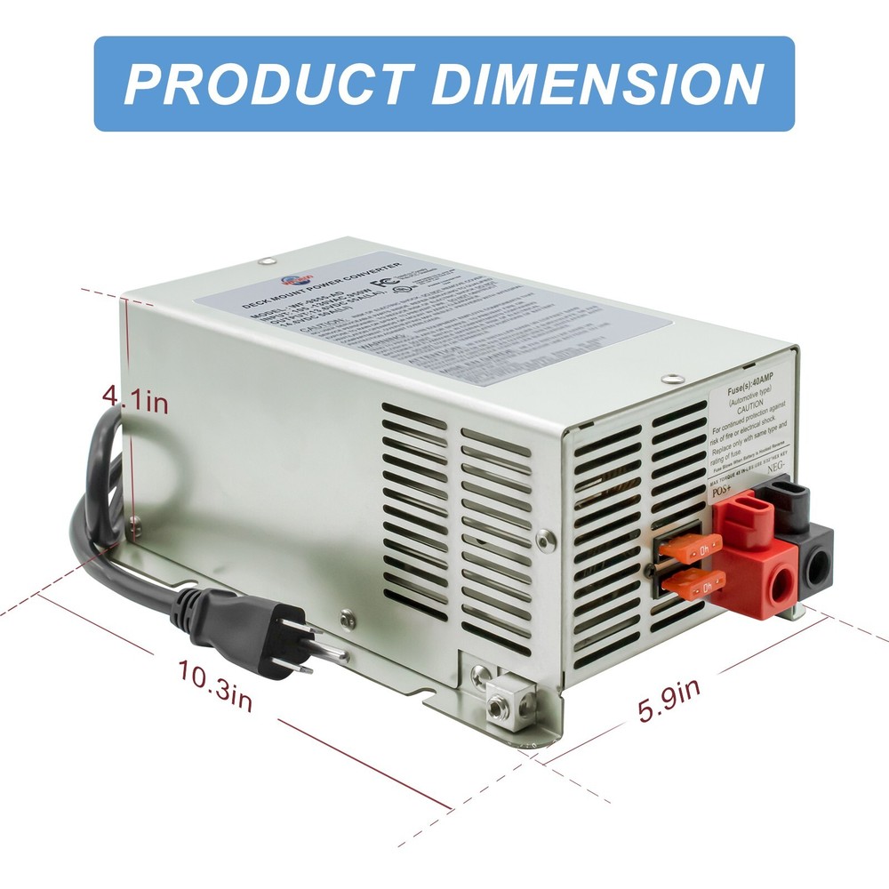 WF-9875 75A DC 20A AC Deck Mount Power Converter Replacement for 9800 Series