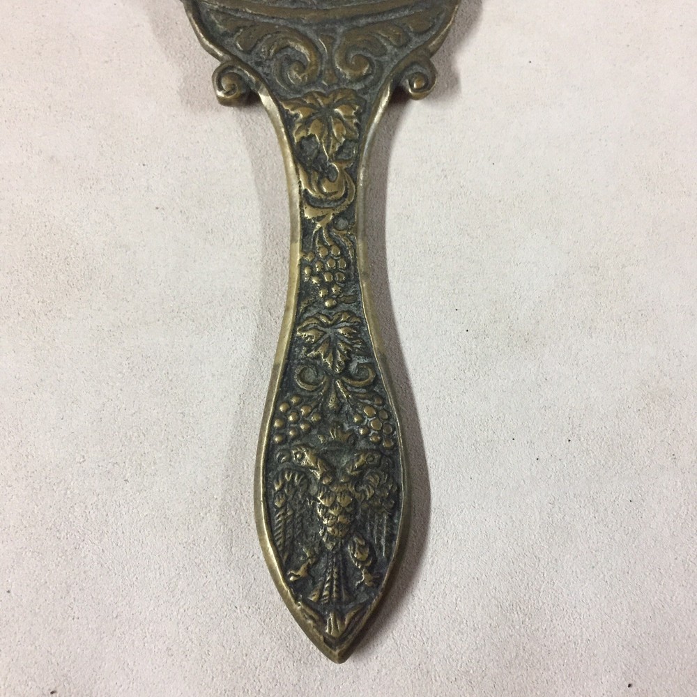Antique Solid Brass Hand Mirror Frame/ Double Headed Eagle