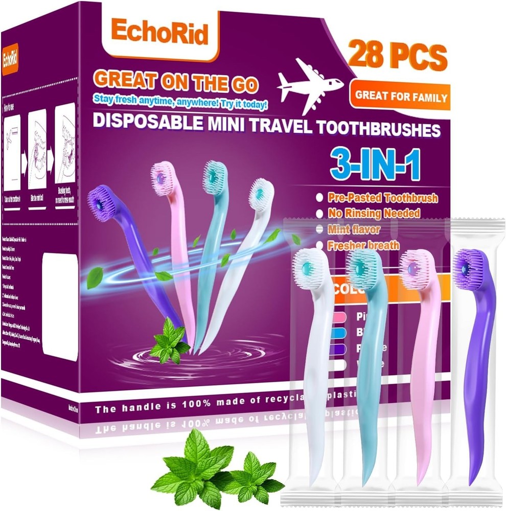 Mini Disposable Toothbrush, Pre-Pasted Toothbrushes with Toothpaste and Toothpic