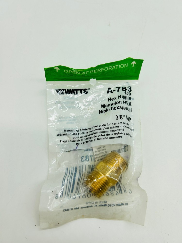 Watts A-783 3/8" Hex Nipple 3/8” MIP