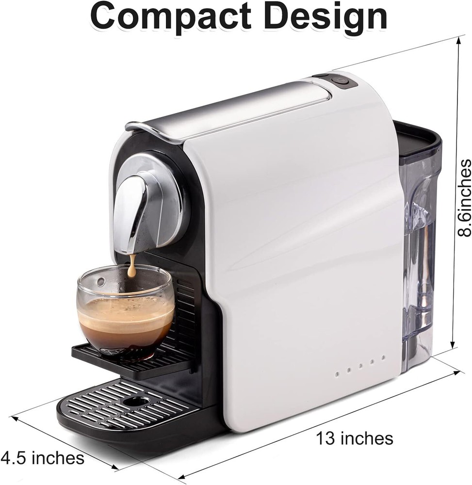 Espresso Pod Machine for Home, Compact Capsule Coffee Maker White
