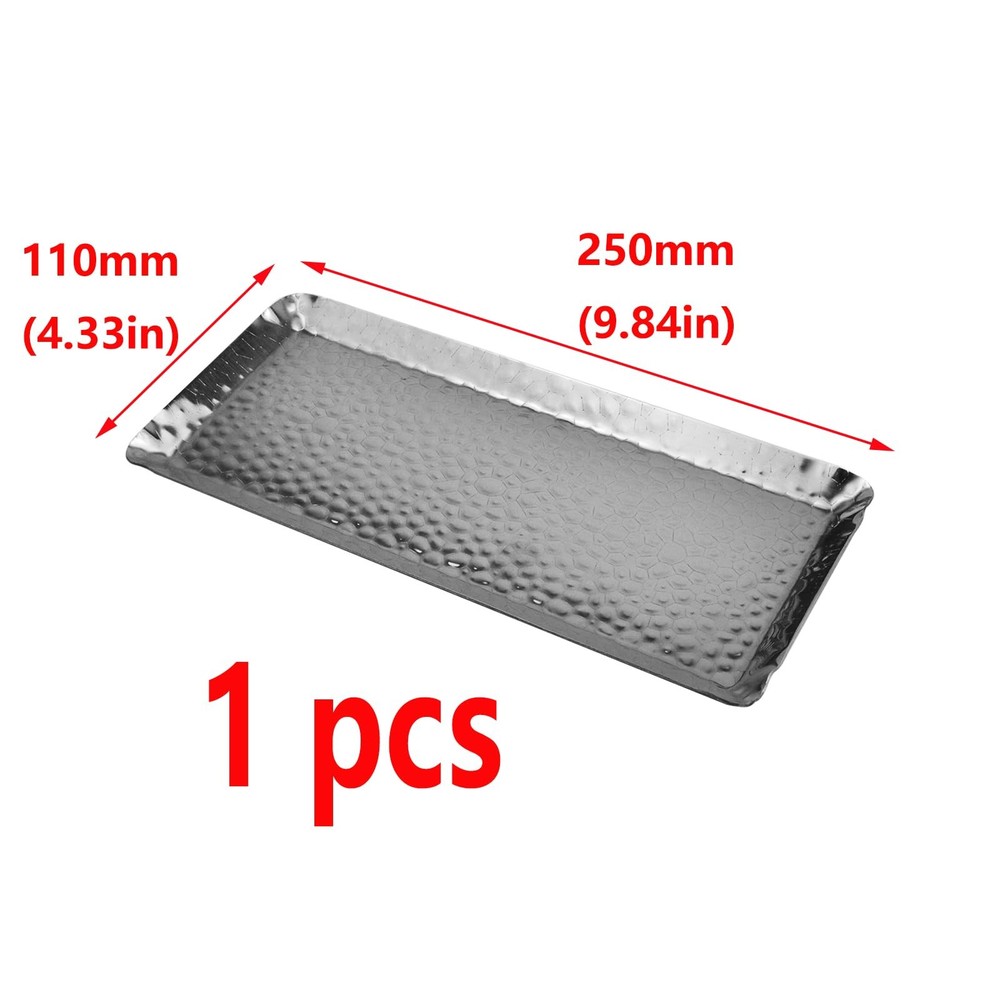 Antrader Hammered Rectangular 9.8" x 4.3" x 0.4", Silver-1pc 10"x4"