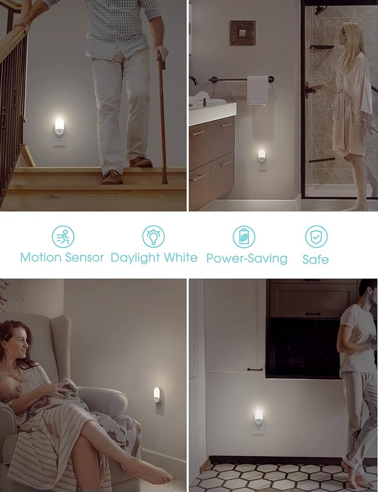 L LOHAS LED Motion Sensor Night Light, [2 Pack] 2 PACKS, Daylight White