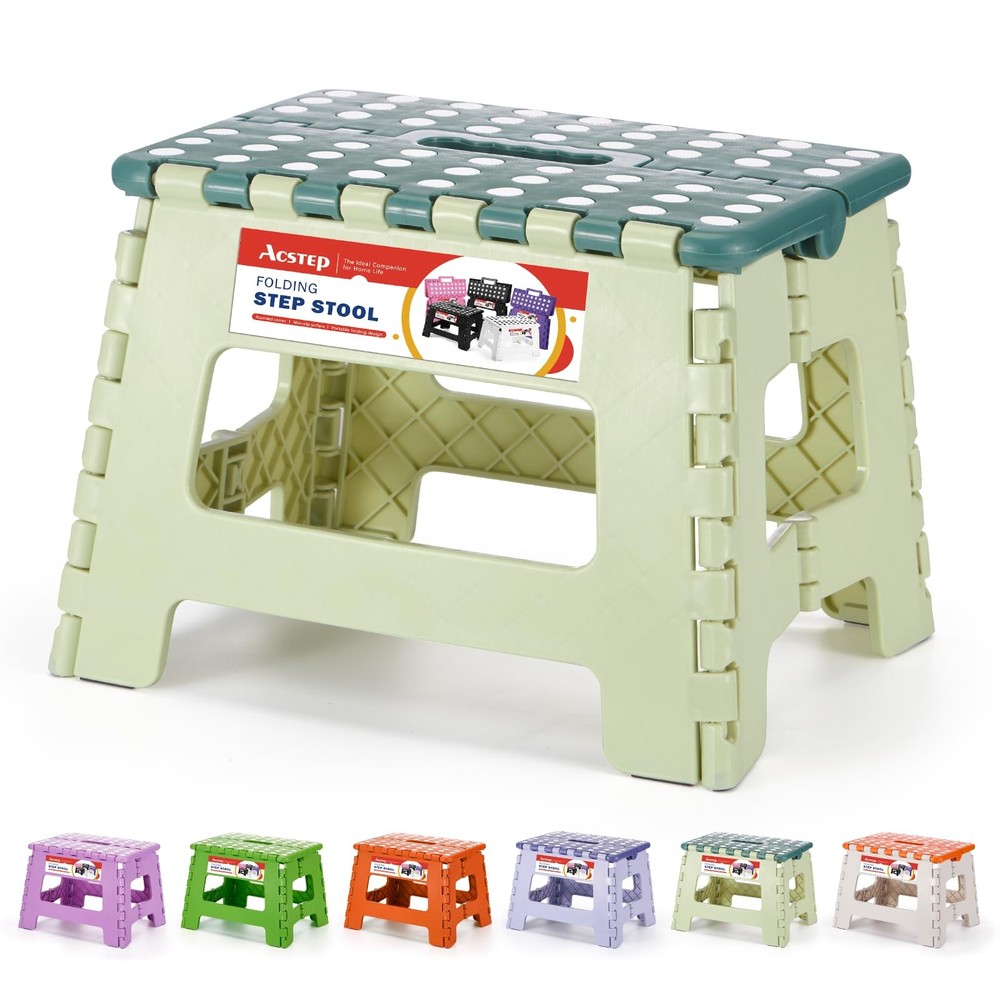 9 Inch Folding Step Stool 300 LB Capacity Plastic Foldable Step Stools for Ki...