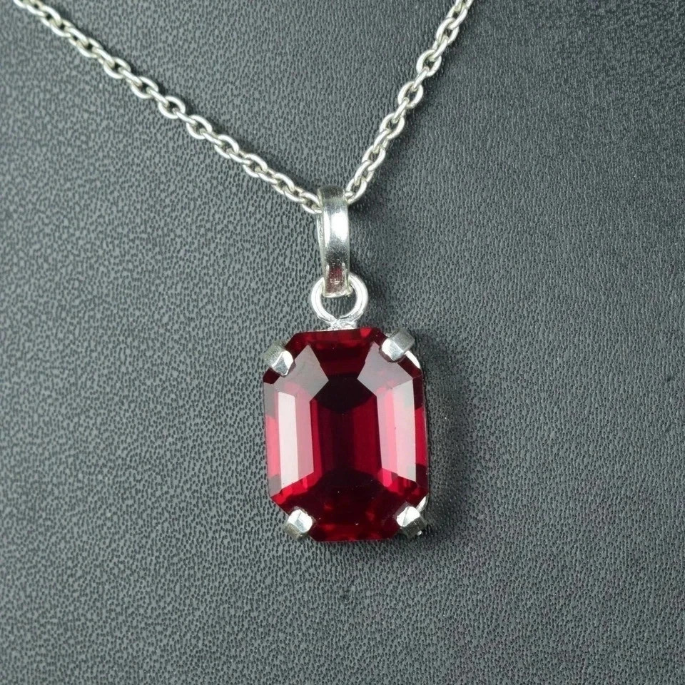 Natural Certified 20 Ct Red Ruby Gemstone Pendant In Solid 925 Sterling Silver