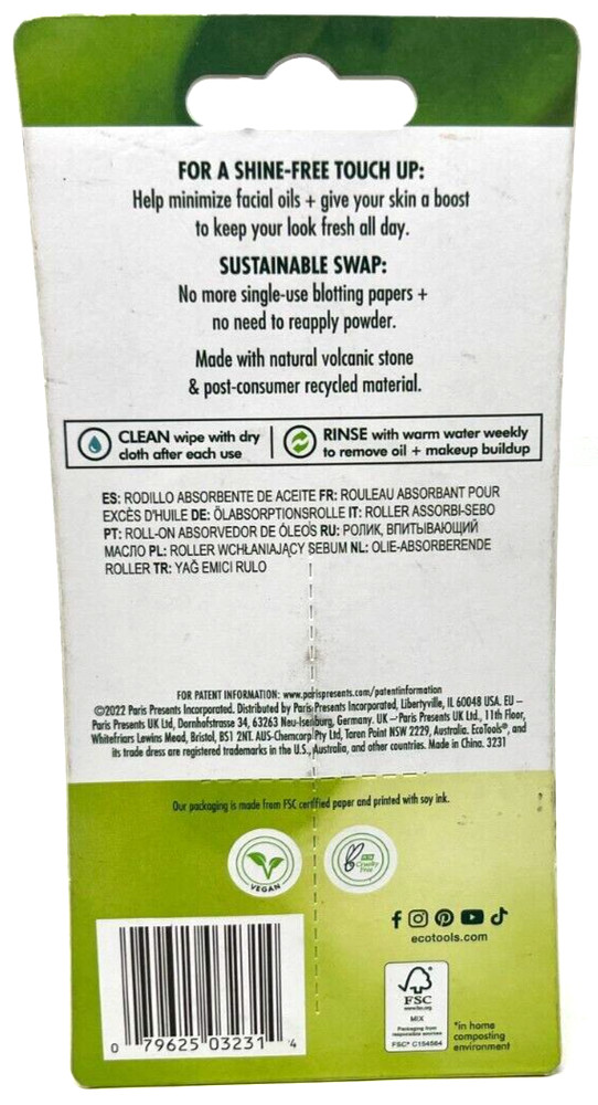 Ecotools Oil-Absorbing Roller Reusable Mattifying Stone Sealed 3231