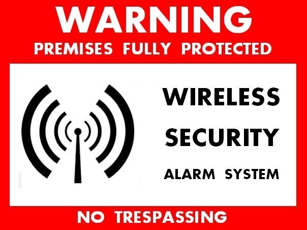 Wireless Security System Warning Stickers / 2 Pack + FREE Shipping
