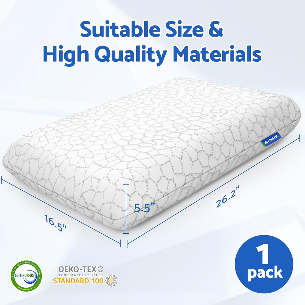 Memory Foam Pillows for Sleeping, Bed Pillow with Removable and Machine Washable