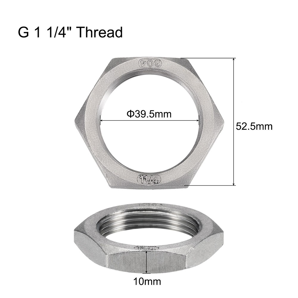 2 Pcs Cast Pipe Fitting Hex Locknut Nut G 1 1/4" Female Thread (DN32)