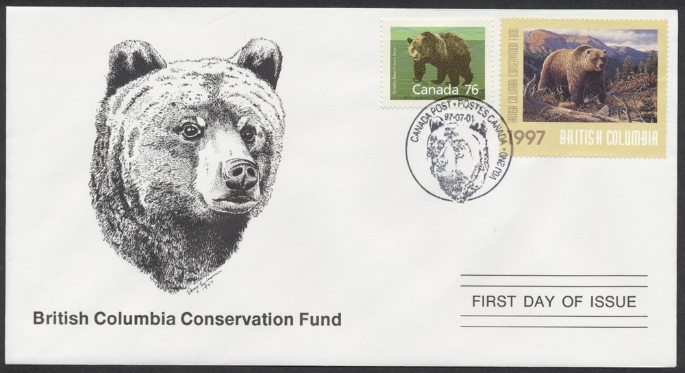 1997 BC Conservation Fund FDC #BCC3d Grizzly Bear