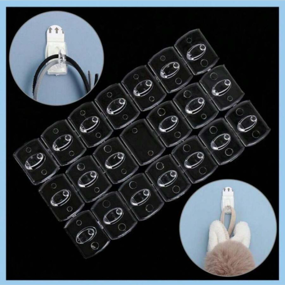 20pcs Mini Hook Self-Adhesive Detachable Traceless Decor Transparent Thread Hook