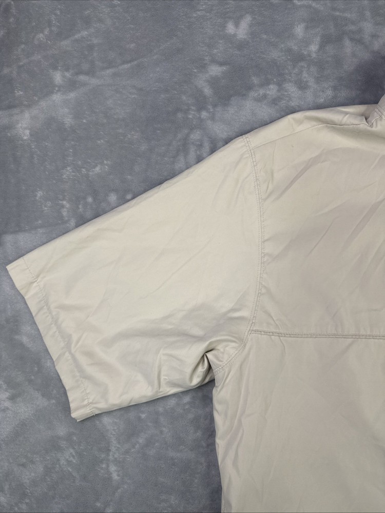 IZOD Pullover Windbreaker Mens L Short Sleeve Half Zip Performance Golf Beige