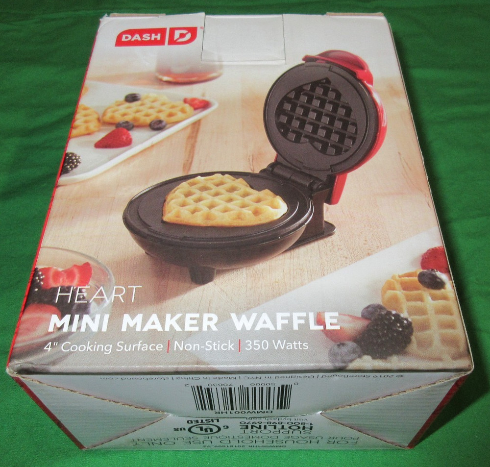Heart-Shaped Mini Waffle Maker for Quick Breakfasts & Snacks, Easy Clean