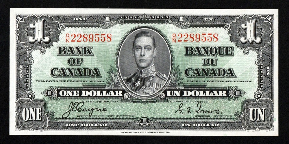 1937 Canada 1 Dollar Bill, UNC