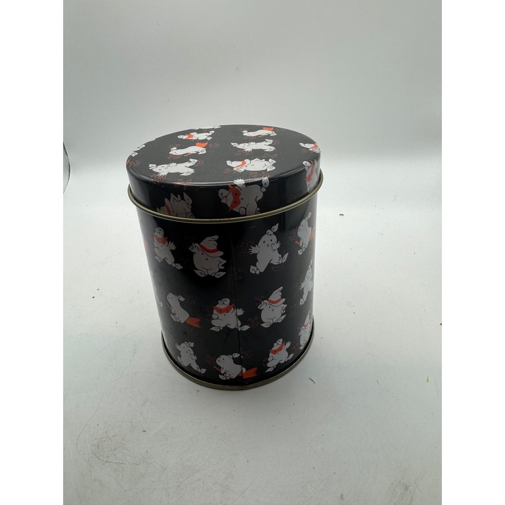 Cute Character Round Tin Storage Container Black Orange Whimsical
