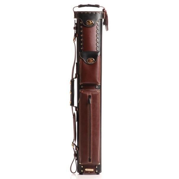 INSTROKE 3X5 POOL CUE CASE BLACK & BROWN LEATHER BUILT SOLID NEW FREE SHIPPING