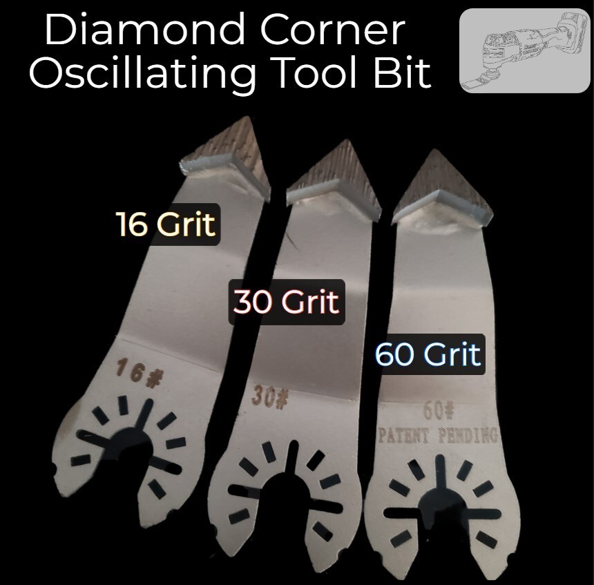 Diamond Segment Oscillating Corner Tool Attachment for Concrete - 30# Grit