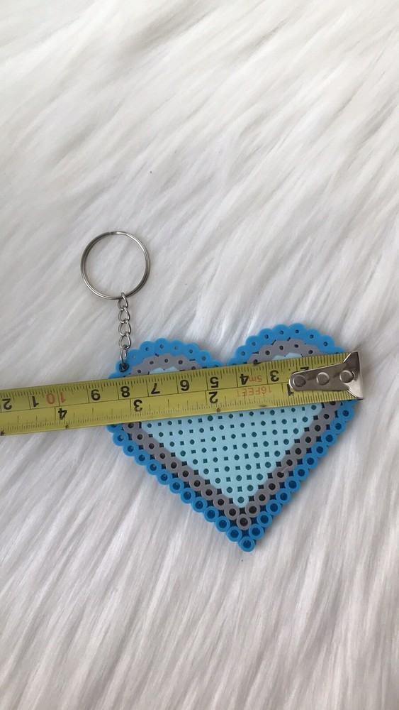 heart blue keychain handmade perle beads