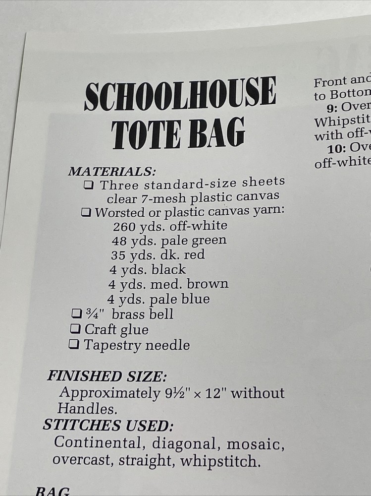 Annie's Attic Schoolhouse Tote Bag Plastic Canvas Pattern