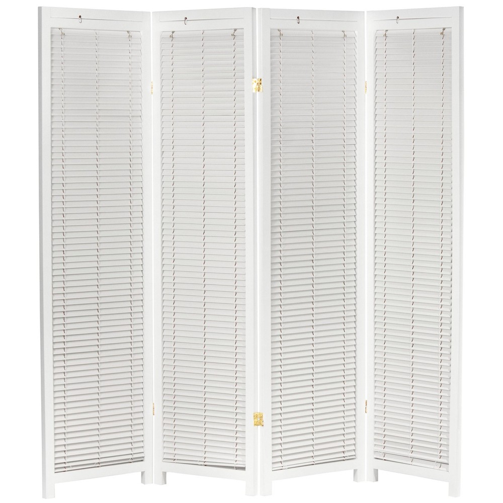6 ft. Tall Adjustable Shutter Room Divider White 4 Panel