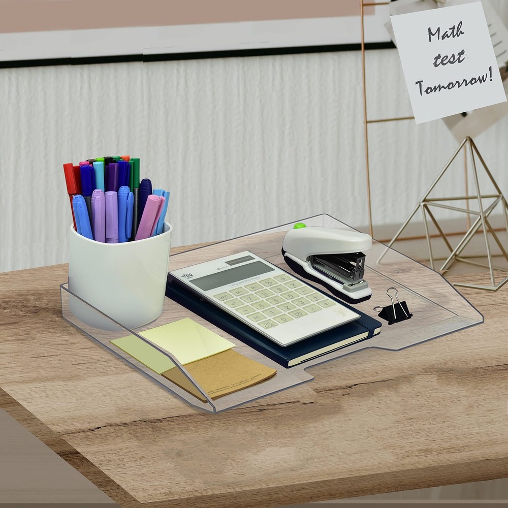 Stackable Letter Tray Single Side Load, Plastic, Desktop File Organizer (Clea...