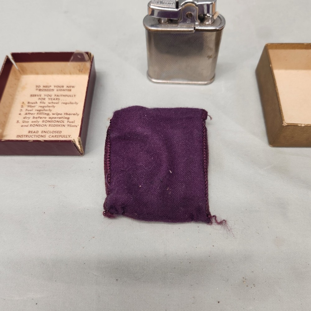 Vintage Ronson Whirlwind Lighter Silver Tone With Box