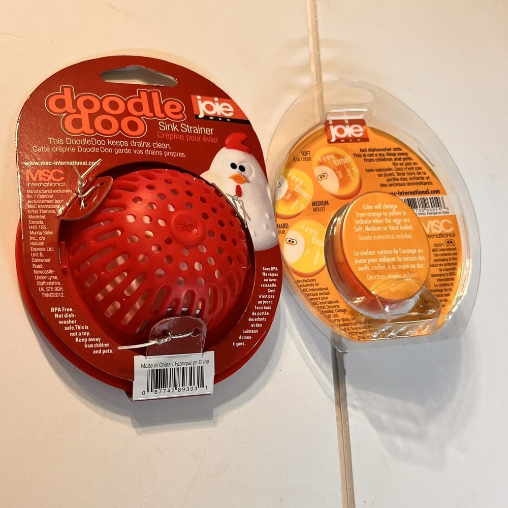Joie Eggy Egg Timer & Chicken sink stopper Kitchen accessory set Gadgets NOS