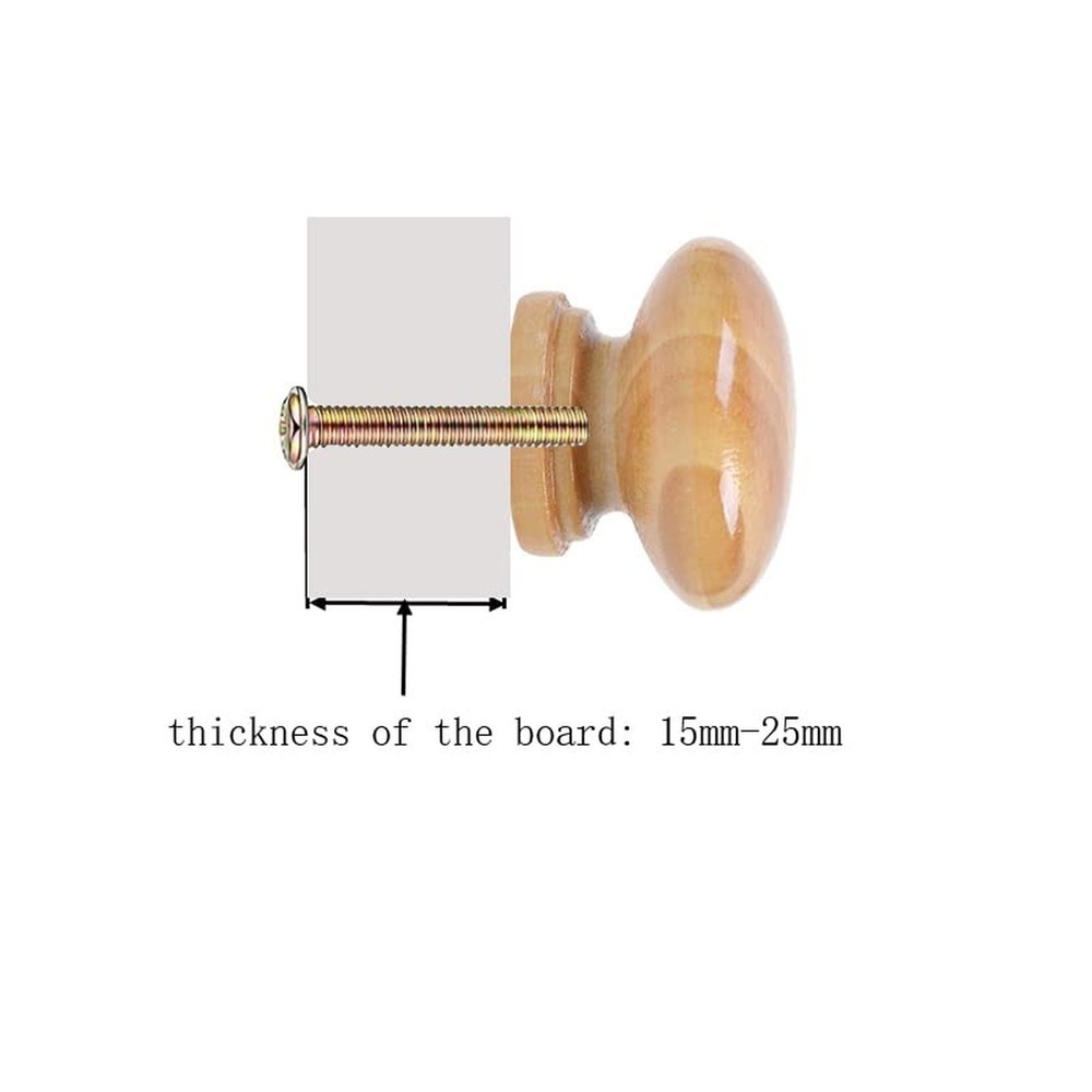 15 PCS Round Mushroom Shape Wooden Cabinet Knobs Drawer Pulls with Screw