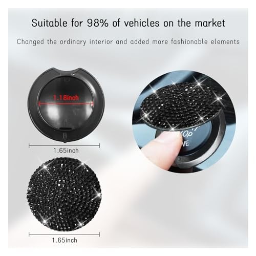 Bling Car Push Start Button Cover, Anti Scratch Ignition Protective Cap, Black