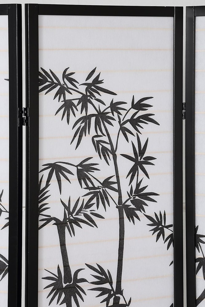 3-Panel Oriental Shoji Room Divider Screen Black