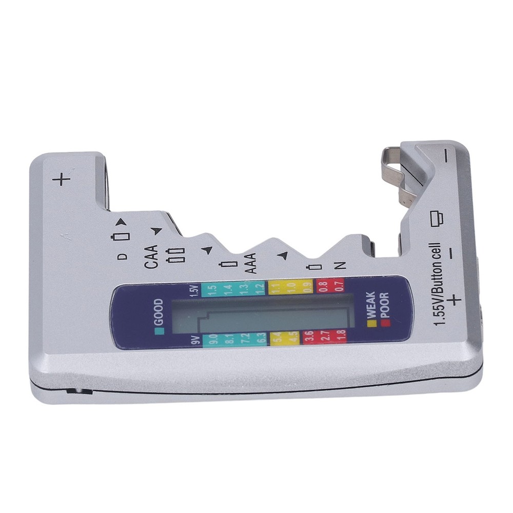 Digital Battery Tester LCD Screen Button Cell Battery Checker Silver