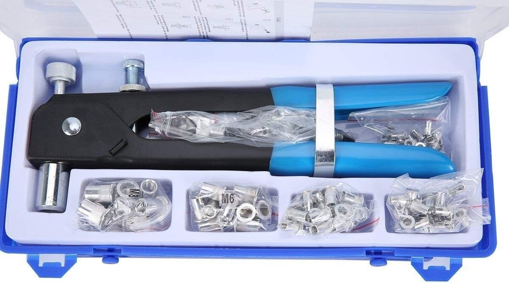 86Pc Threaded Nut Rivet Gun Insert Tool Riveter Rivnut Setter Riveting Kit M3-M8