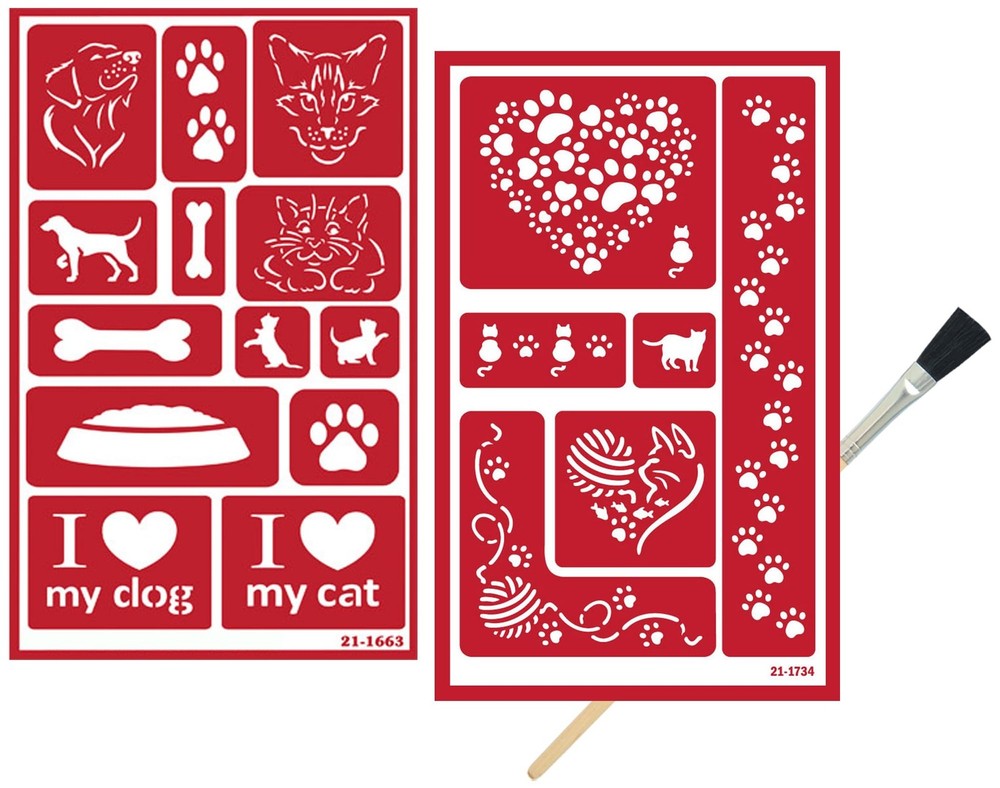 2 Etching Stencils Reusable Template - Kitty Stencils for Painting Crafting -...