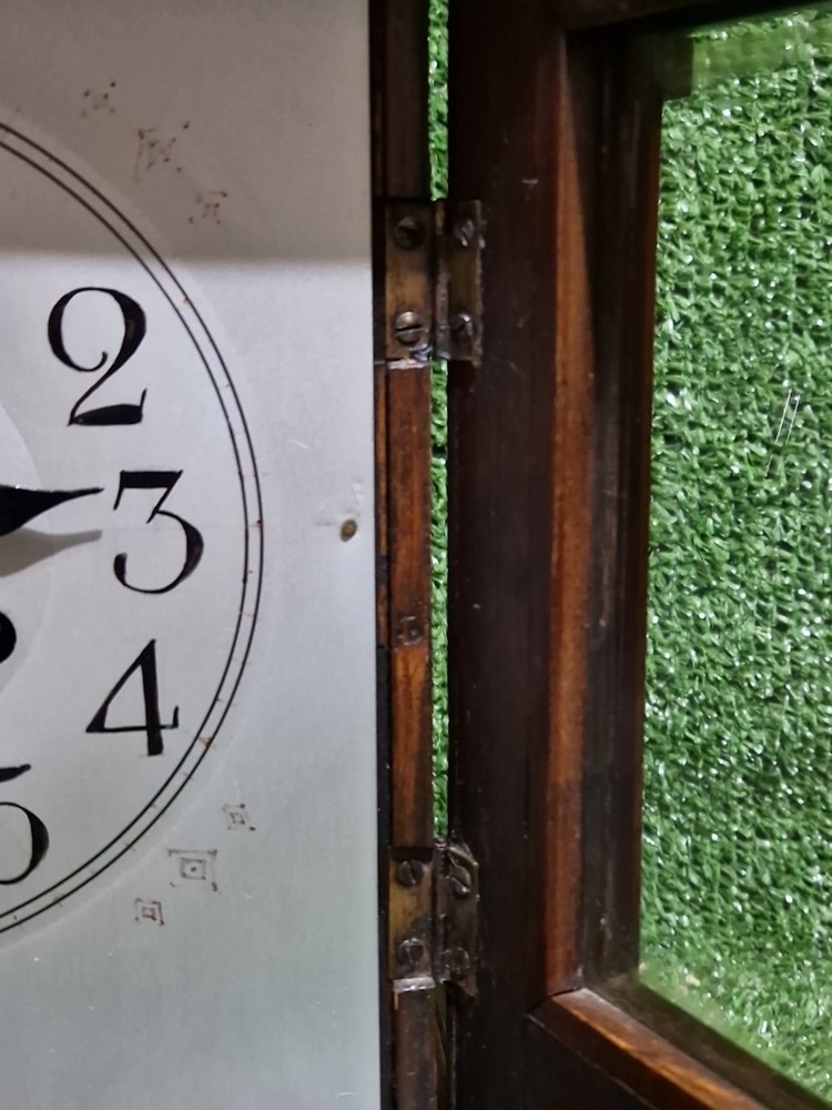 Vintage Wall Mantle Clock Oak Case Missing Key Untested Unbranded