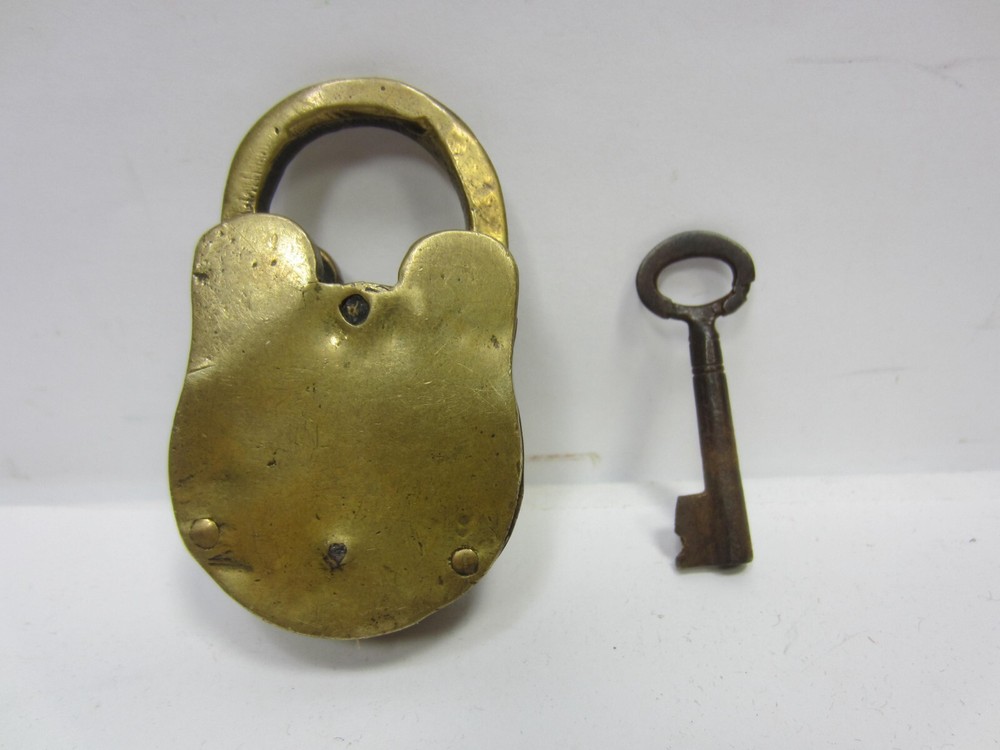 Antique Aligarh Brass Padlock with Key