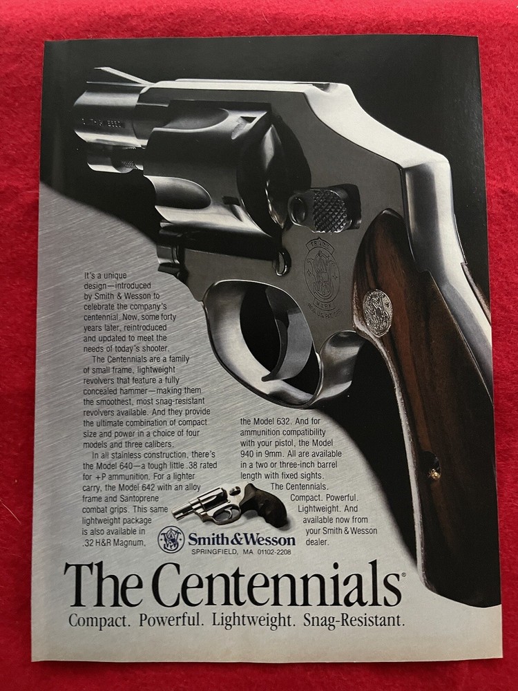 Smith & Wesson Revolvers 1991 Print Ad The Centennials Advertisement