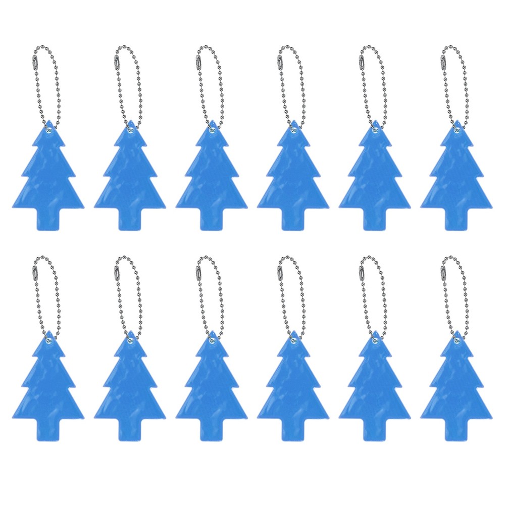 Reflective Keychain Tags, 12 Pcs PVC Reflector Key Ring, Blue