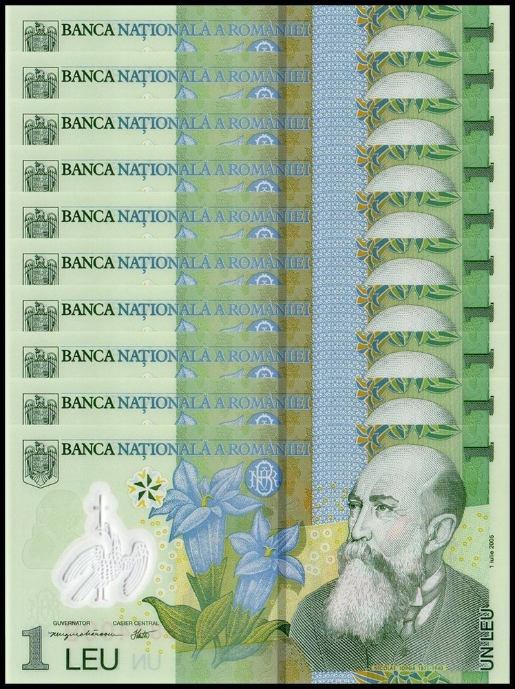 Romania 1 Leu, 2017, P-117k, UNC, Polymer X 10 PCS