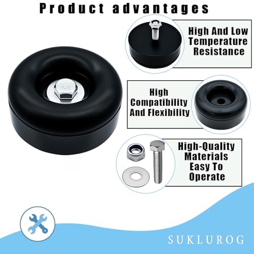 4pack Round Rubber Trailer Bumpers, 2.5" Round Rubber Bump Stops, Compatible
