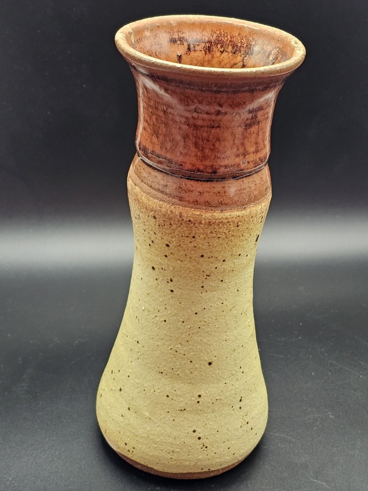 Hand Spun Studio Art Pottery Vase Signed 8.5"